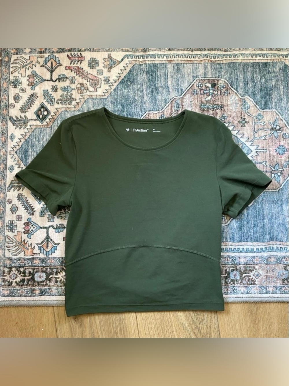 TNA TnAction Olive Green Cropped Workout Tee Shirt